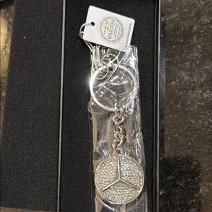 NWT SAINT TROPEZ Mercedes-Benz Silver Keychain with Swarovski stones